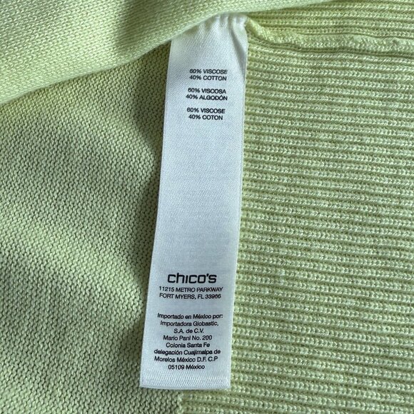 Chico's Cotton Lime Green Open Cardigan Shrug Sweater - Picture 6 of 9